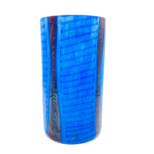 Vase blau 80er 90er Vintage modern Glas Blumenvase Dekoration