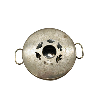 Stövchen versilbert für Teekanne Vintage Durchbrüche D 13 cm Kugelfüße