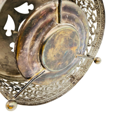 Stövchen versilbert für Teekanne Vintage Durchbrüche D 13 cm Kugelfüße