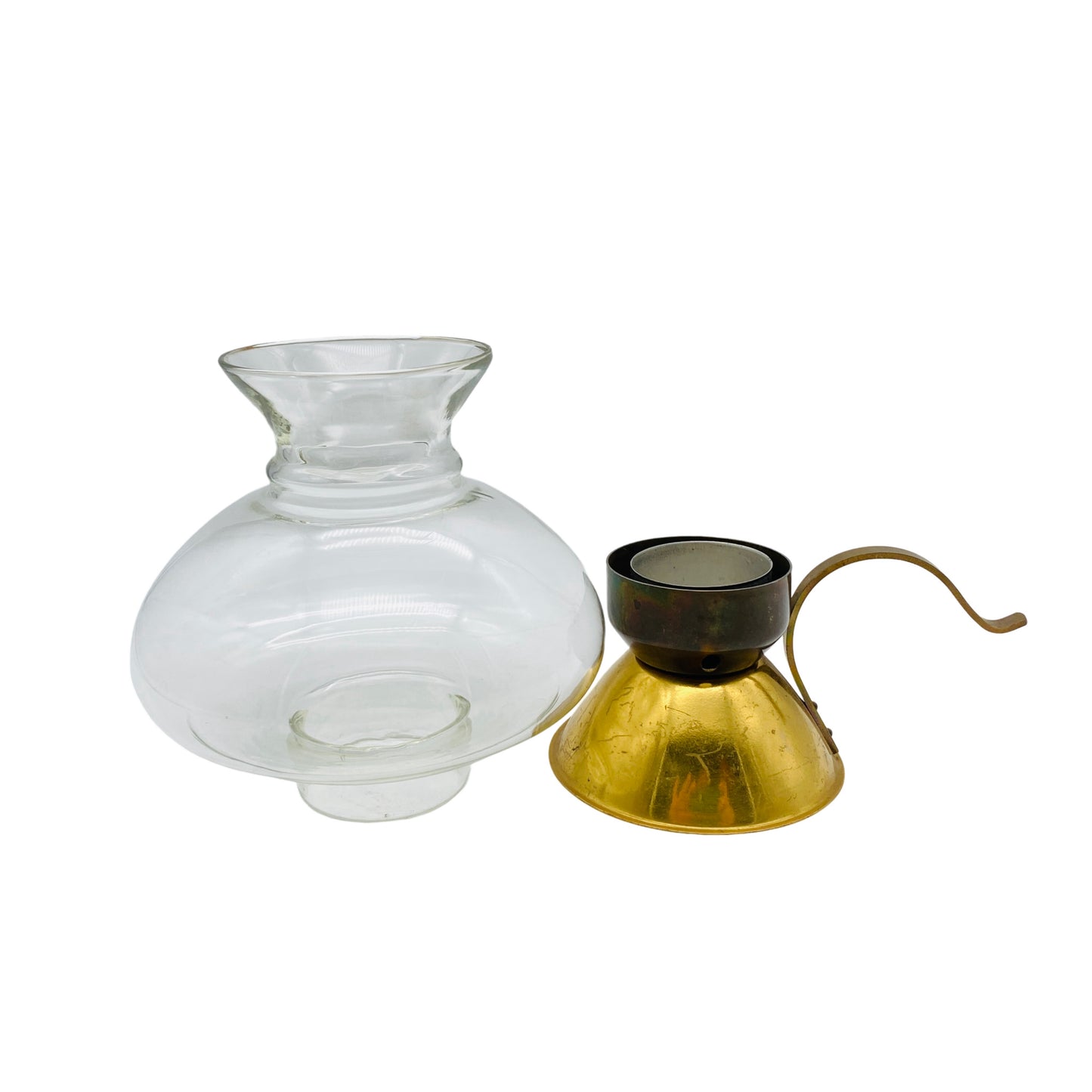 Windlicht mit Glaschirm Kerzenhalter Messing 60er 70er Jahre Mid Century modern