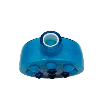 FRIEDRICH GLAS Bubble Vase Glas Türkis Weiß Überfang 70er H 18,6cm