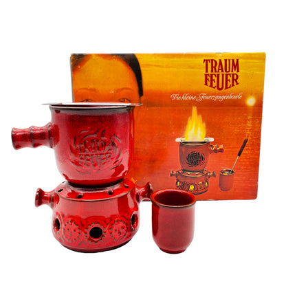 Feuerzangenbowle Keramik rot 60er 70er Mid Century Stövchen Topf Halter