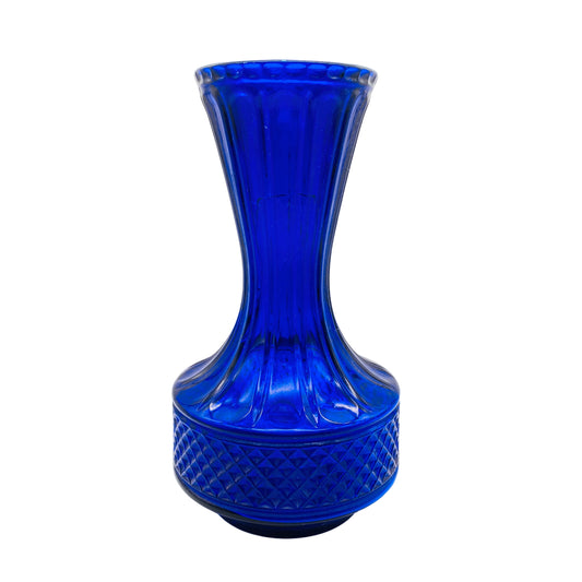 Vase blau Pressglas 70er 80er Vintage Dekoration Glas
