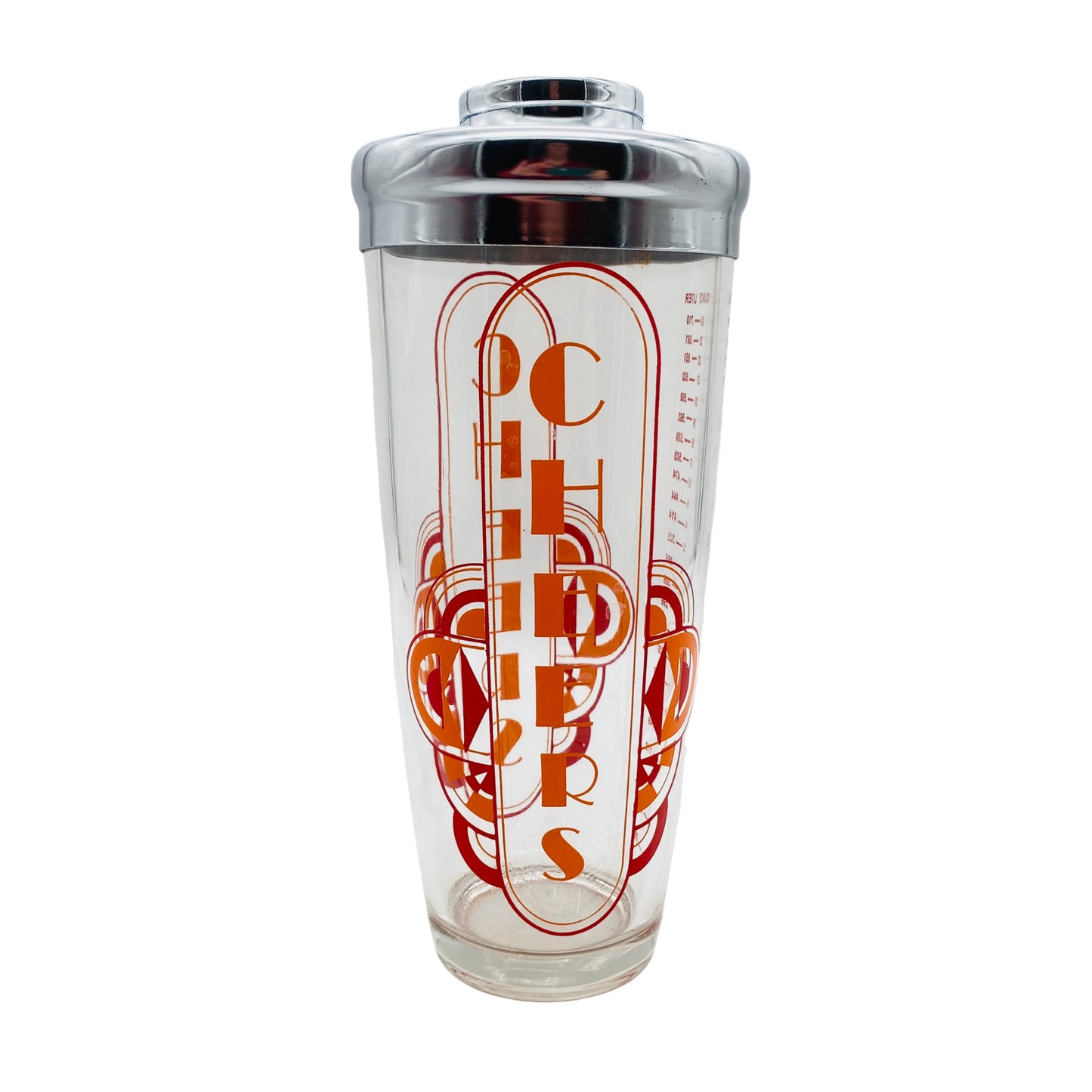 Cocktailshaker Glas Cheers orange rot USA Bar Zubehör Shaker