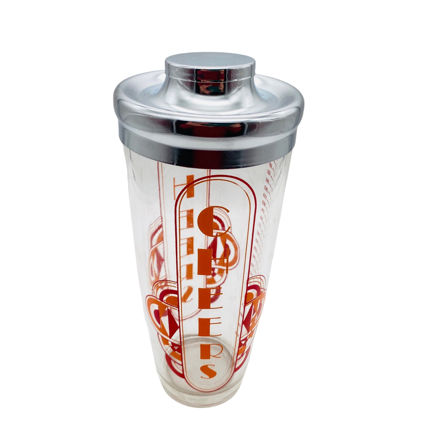 Cocktailshaker Glas Cheers orange rot USA Bar Zubehör Shaker