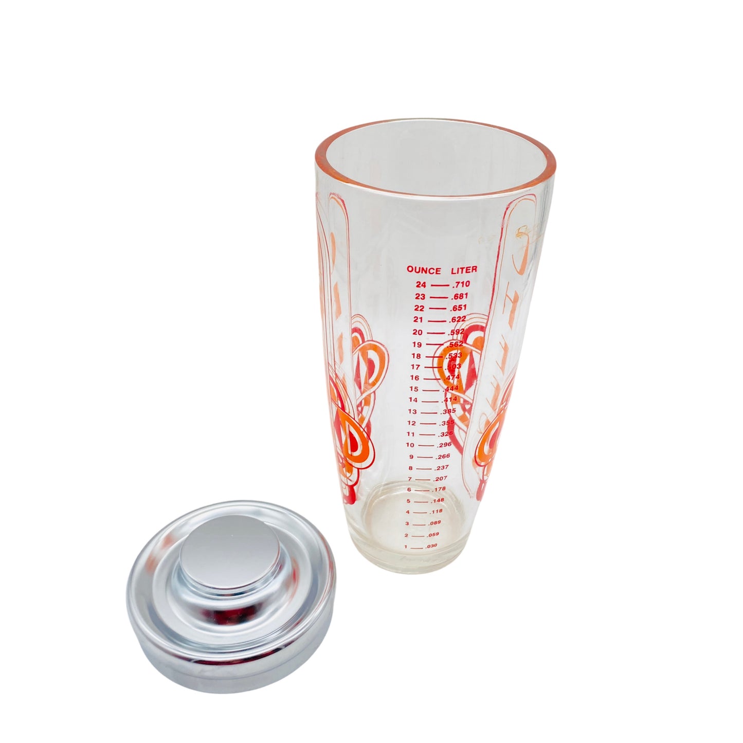 Cocktailshaker Glas Cheers orange rot USA Bar Zubehör Shaker