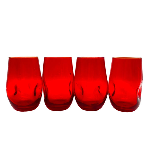 Vintage Wassergläser rot 4er Set 70er Jahre Gläser Glas