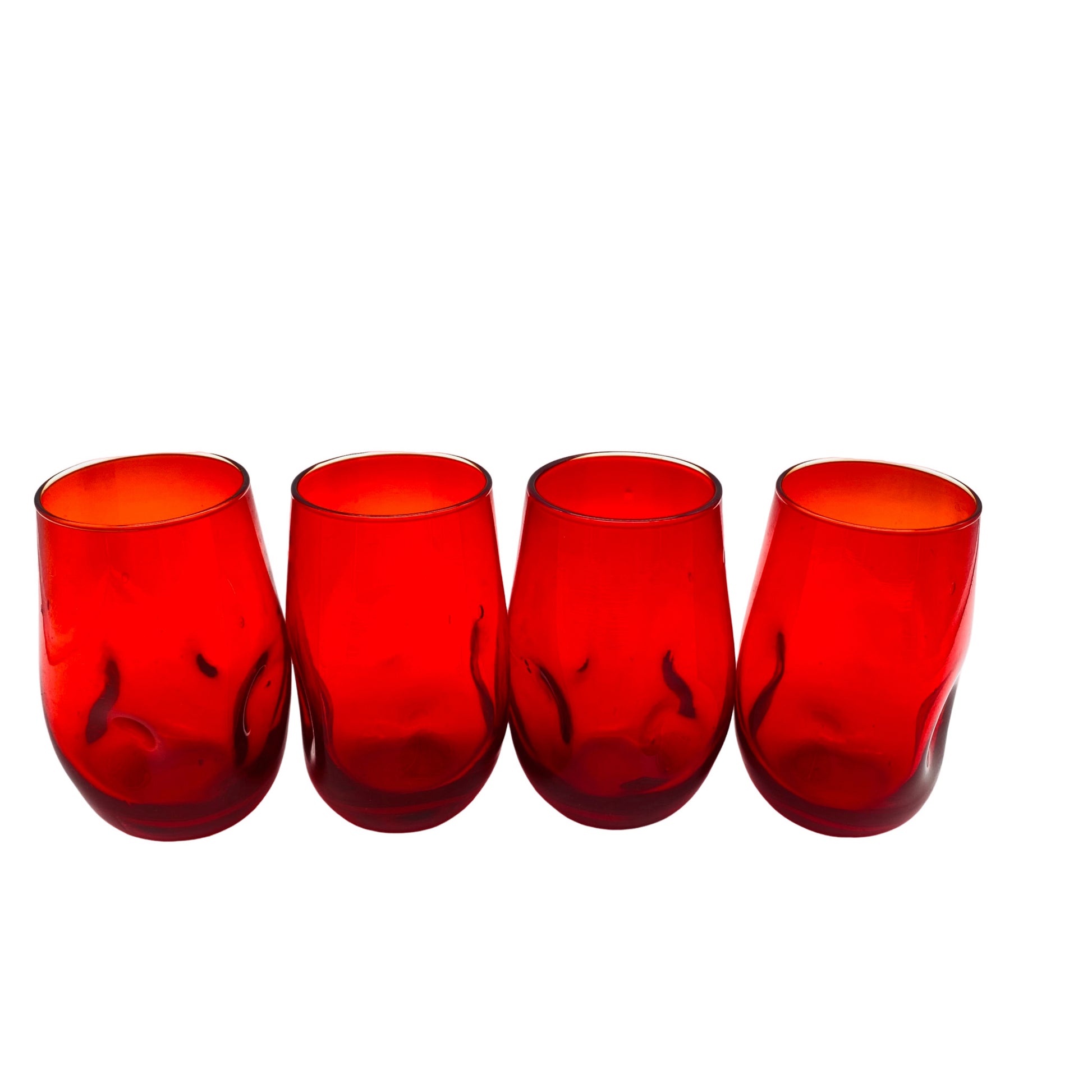 Vintage Wassergläser rot 4er Set 70er Jahre Gläser Glas