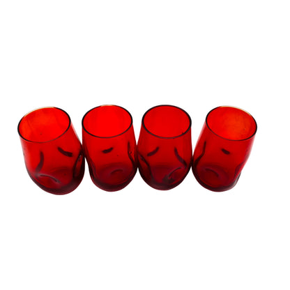 Vintage Wassergläser rot 4er Set 70er Jahre Gläser Glas