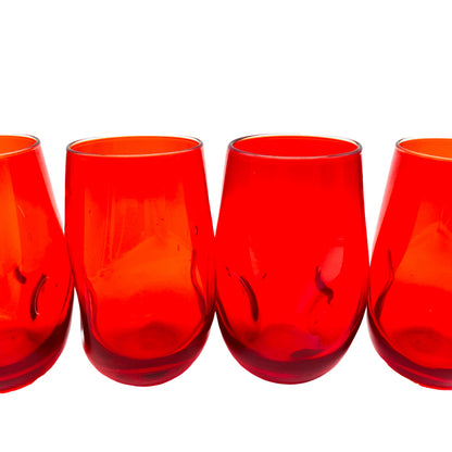Vintage Wassergläser rot 4er Set 70er Jahre Gläser Glas