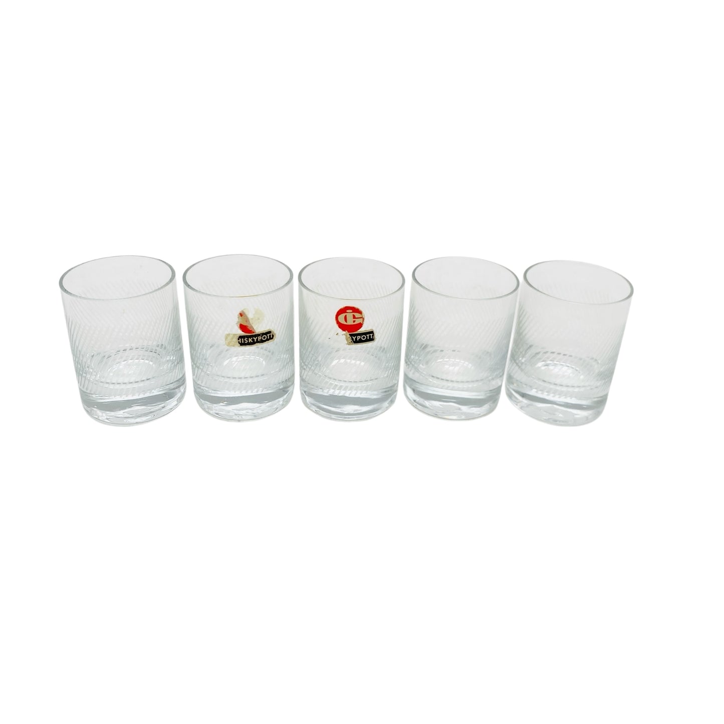 INGRID Glas Schnapsgläser kleine Whiskypoots 5er Set beschliffen Rillen 60er 70er Jahre Vintage