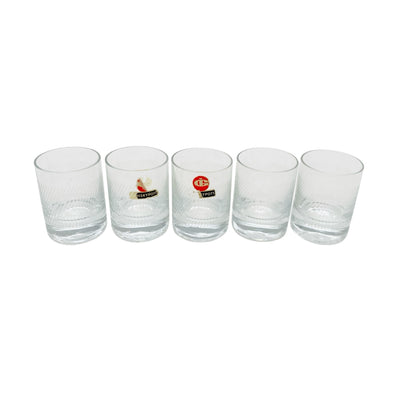 INGRID Glas Schnapsgläser kleine Whiskypoots 5er Set beschliffen Rillen 60er 70er Jahre Vintage