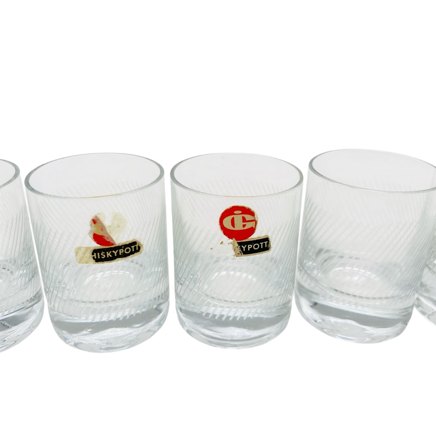 INGRID Glas Schnapsgläser kleine Whiskypoots 5er Set beschliffen Rillen 60er 70er Jahre Vintage