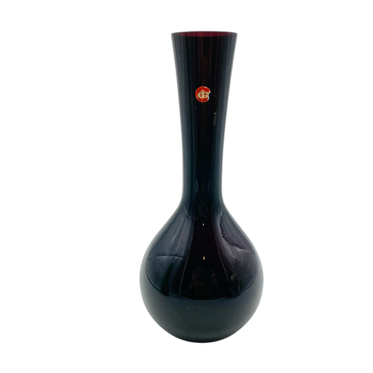 INGRID Glas Vase lila Amethyst 60er 70er Jahre Blumenvase Mid Century Dekoration