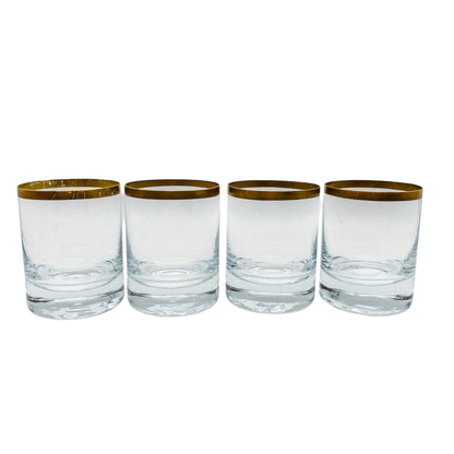 INGRID Goldrand 4er Set Trinkgläser Whiskygläser 70er Vintage Gläser Wassergläser
