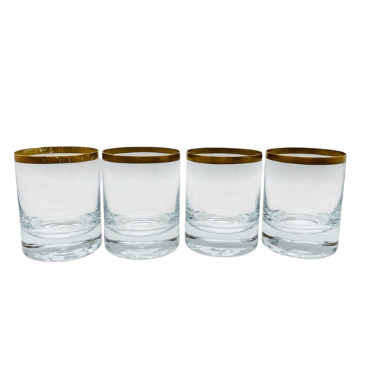 INGRID Goldrand 4er Set Trinkgläser Whiskygläser 70er Vintage Gläser Wassergläser
