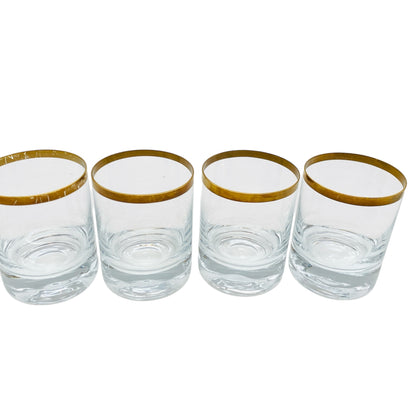 INGRID Goldrand 4er Set Trinkgläser Whiskygläser 70er Vintage Gläser Wassergläser