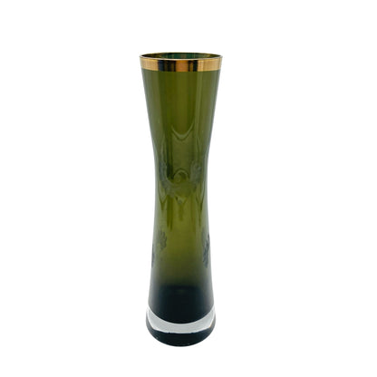 Ingrid Vase Glas Rauchglas grau Platinrand beschliffen Blüten 60er 70er Jahre Dekoration