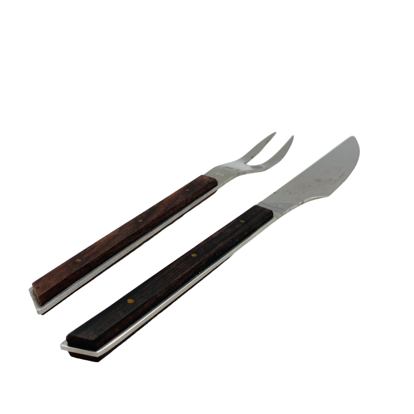 KGG Tranchierbesteck Messer Gabel Fleischzubereitung 80er Jahre Vintage Holz