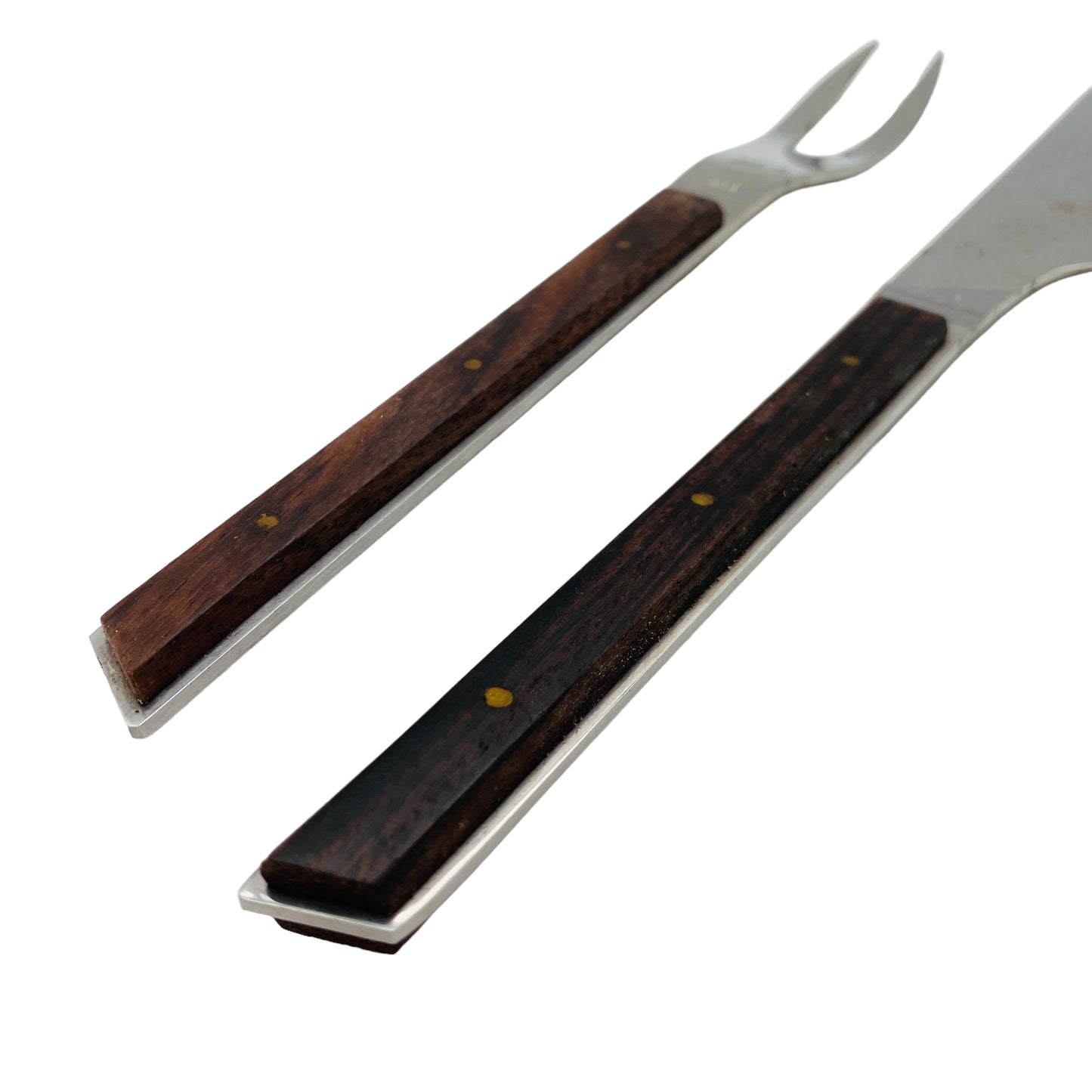 KGG Tranchierbesteck Messer Gabel Fleischzubereitung 80er Jahre Vintage Holz