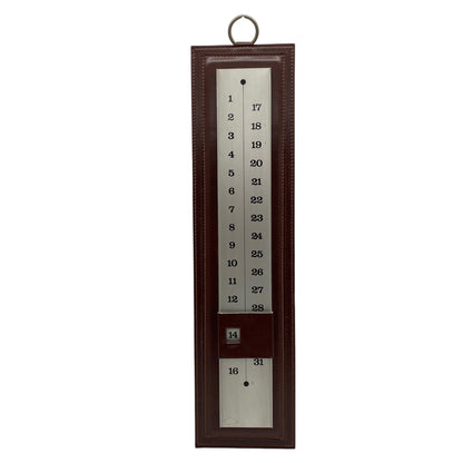 Kalender aus Leder mit Aluleiste für die Tage H 45 cm Vintage 70er Jahre