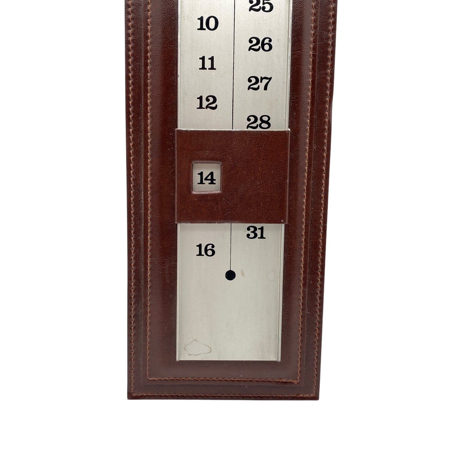 Kalender aus Leder mit Aluleiste für die Tage H 45 cm Vintage 70er Jahre