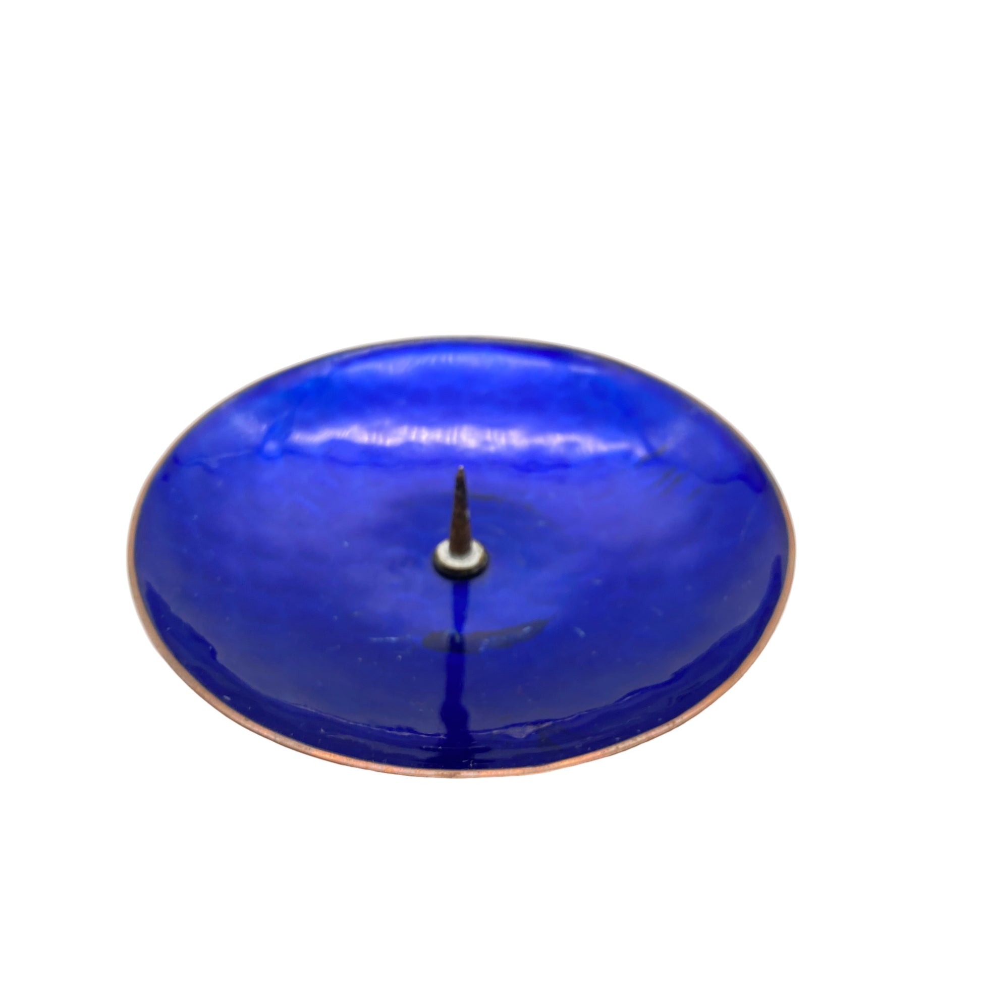 Kerzenhalter Emaille blau Kupfer Mid Century 50er 60er Vintage