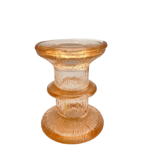 Kerzenhalter Glas Vintage rosa rosé 60er 70er Pressglas Dekoration