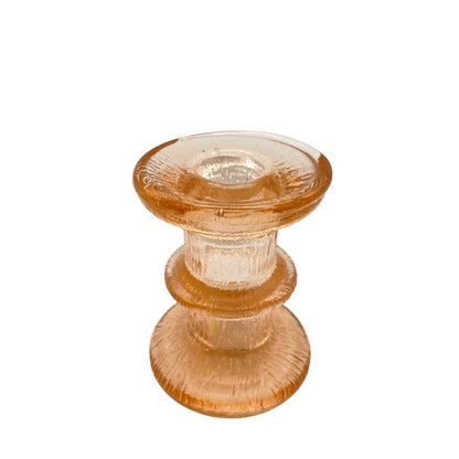 Kerzenhalter Glas Vintage rosa rosé 60er 70er Pressglas Dekoration