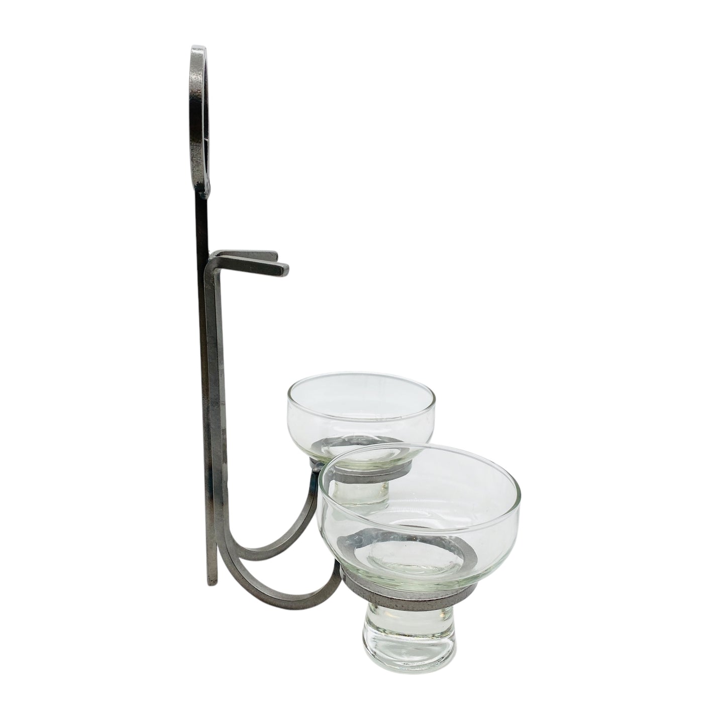 Kerzenständer Glas Eisen Iron 60er 70er Vintage mit 2er Set Glaseinsatz transparent