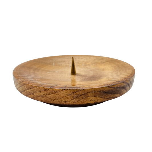 Kerzenständer Holz D 10 cm für Stumpenkerzen mit Dorn Vintage Halter
