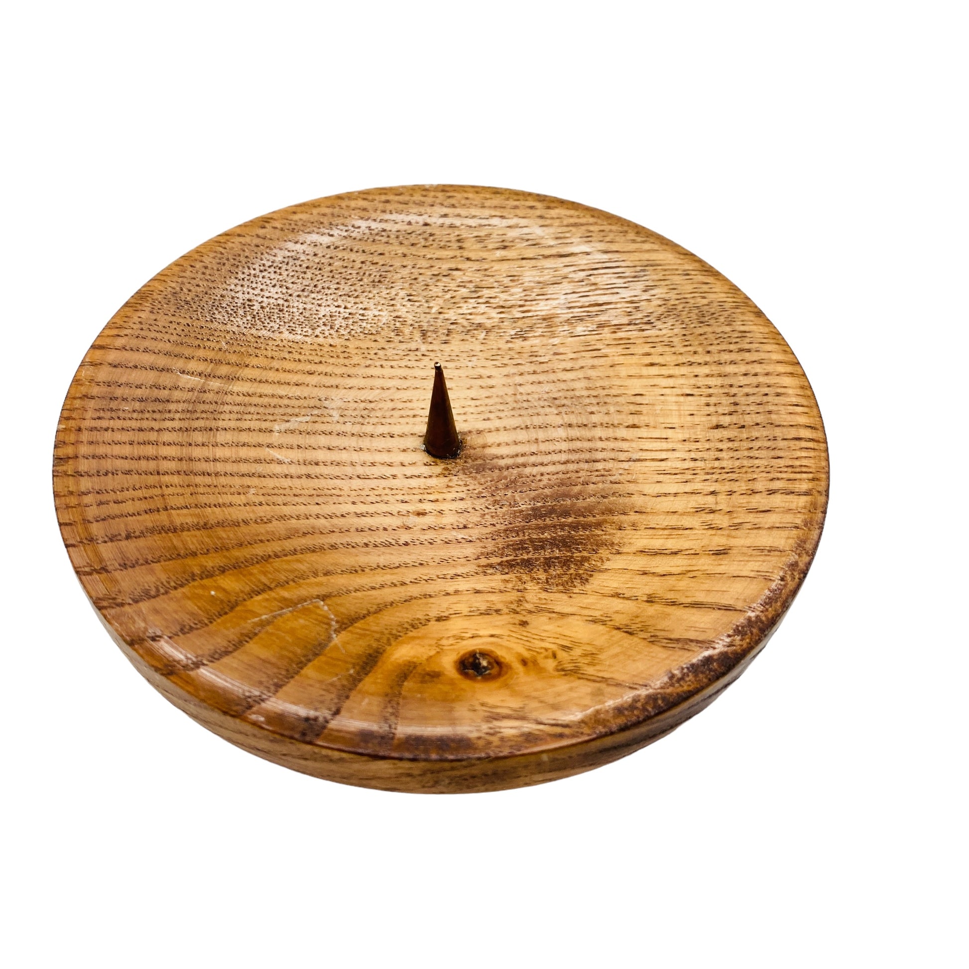 Kerzenständer Holz D 10 cm für Stumpenkerzen mit Dorn Vintage Halter