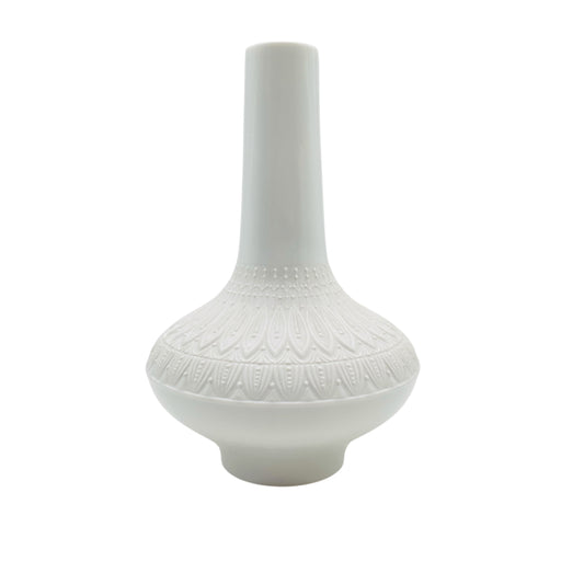 Krautheim & Adelberg K&A Porzellan weiß matt Bisquit Vase mit Dekor 60er 70er Jahre