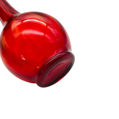 LAUSCHA Vase im modernen Mid Century Design rotes Glas welliger Rand
