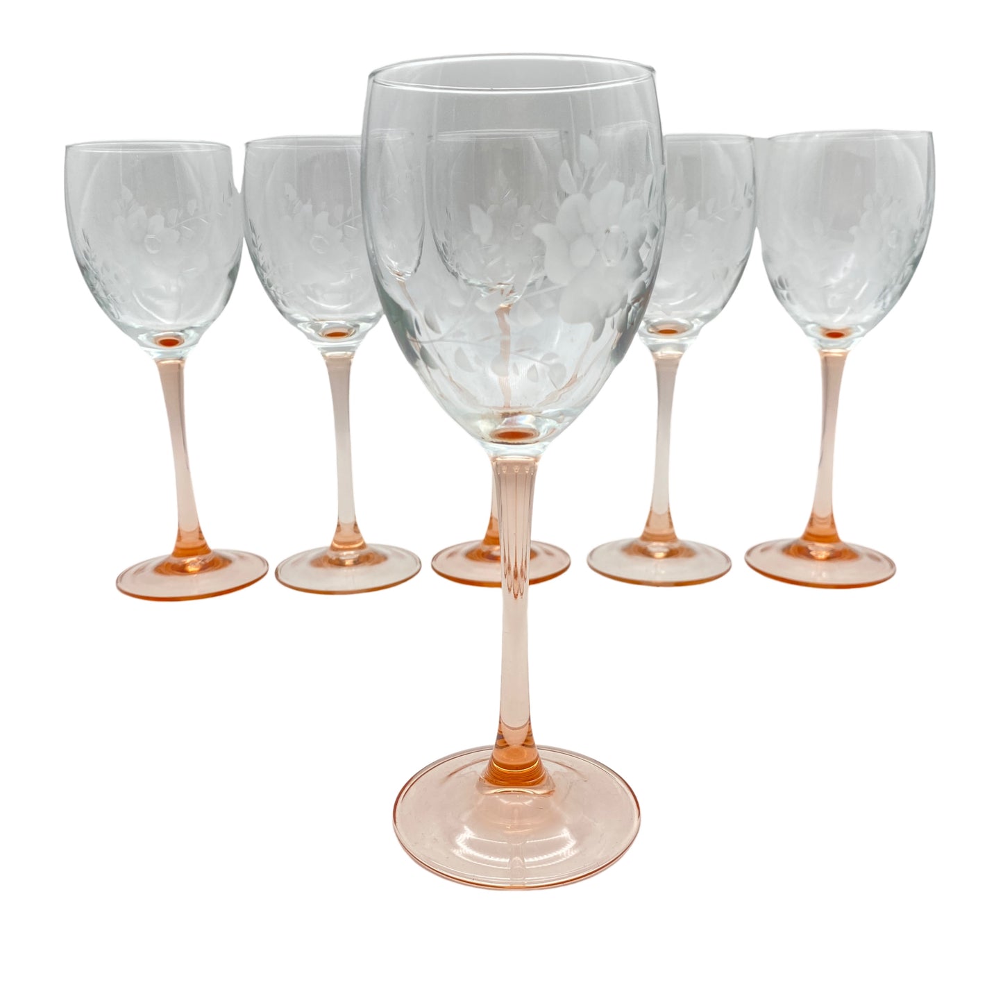 LUMINAR Weingläser rosa rosé beschliffen 6er Set 70er 80er Vintage Glas