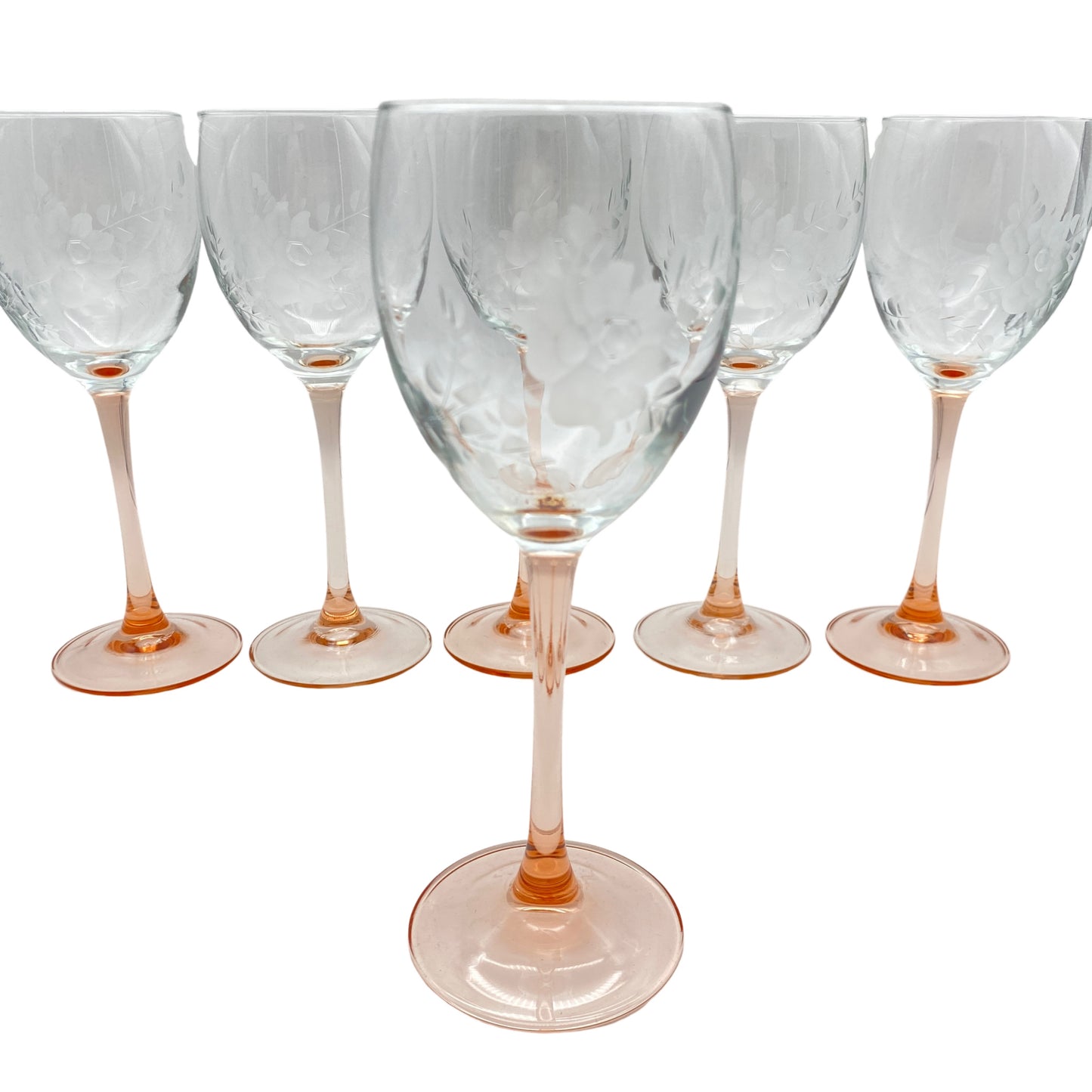LUMINAR Weingläser rosa rosé beschliffen 6er Set 70er 80er Vintage Glas