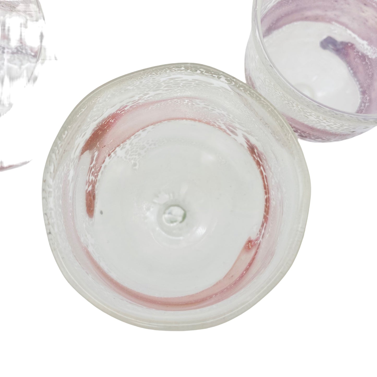 Likörgläser weiß rosa mundgeblasen handgefertigt 5er Set Glas Vintage