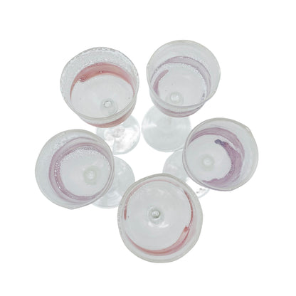 Likörgläser weiß rosa mundgeblasen handgefertigt 5er Set Glas Vintage