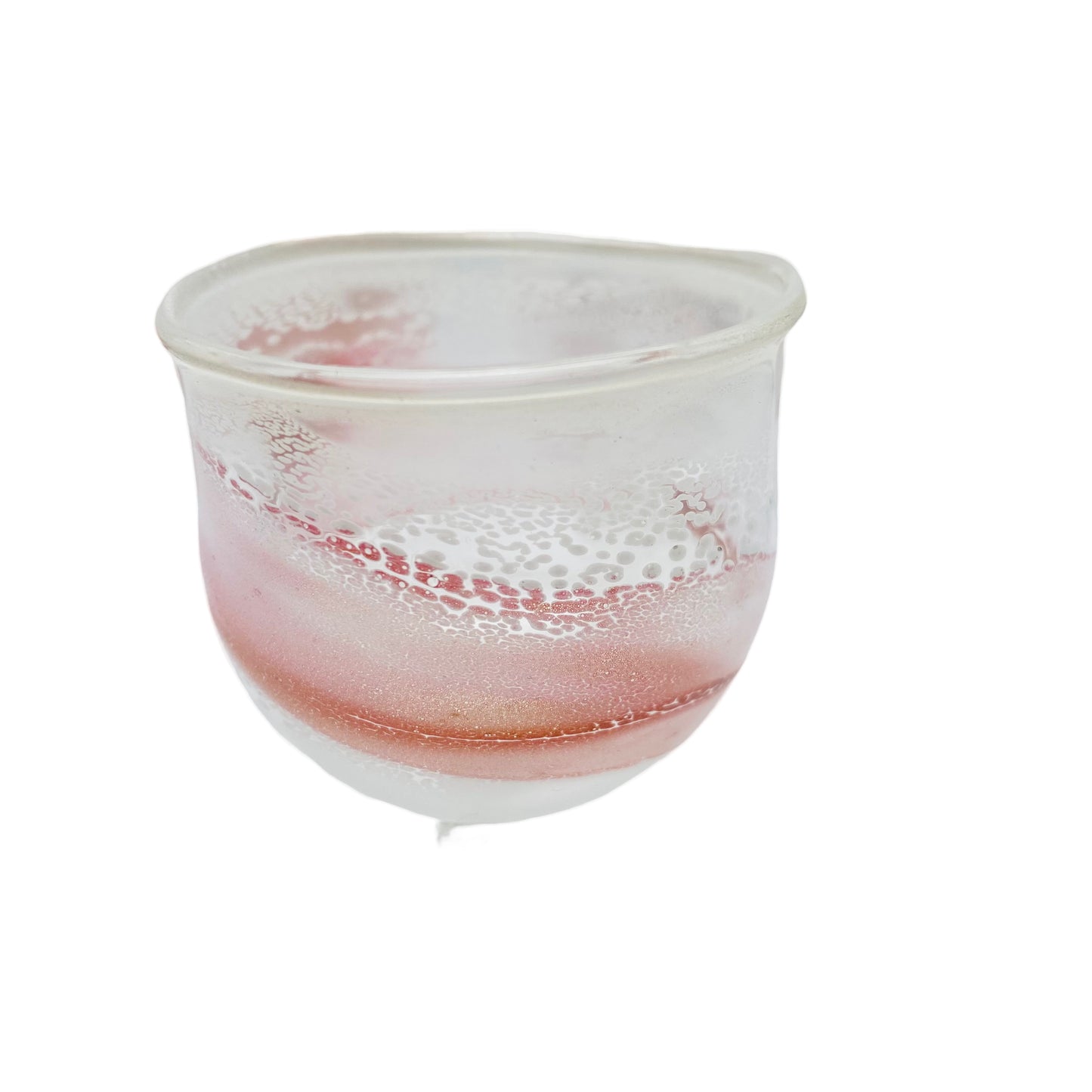 Likörgläser weiß rosa mundgeblasen handgefertigt 5er Set Glas Vintage