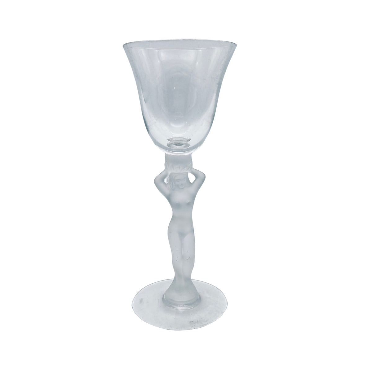 Likörglas Art Deco Stiel Wasser tragende Frau Vintage Glas – Mid Century Lounge