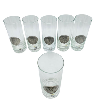 Longdrinkgläser 6er Set mit Zinn Münze römische Kaiser Vintage Gläser