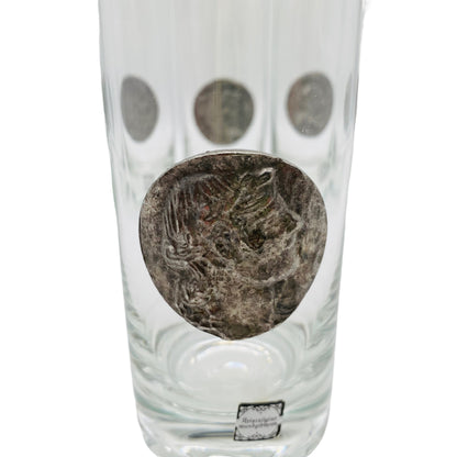 Longdrinkgläser 6er Set mit Zinn Münze römische Kaiser Vintage Gläser