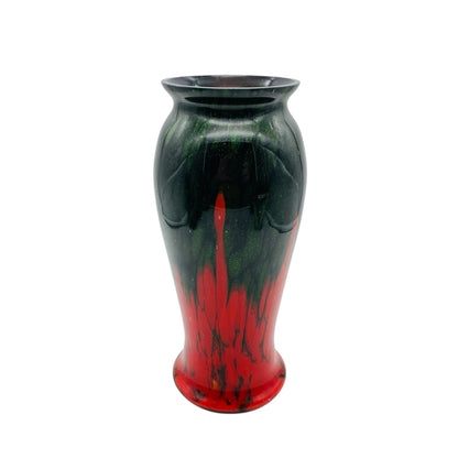 Meissner Glasraffinerei Dresden-Coswig Glas Vase rot mit grüner Aventurin 20er 30er Jahre