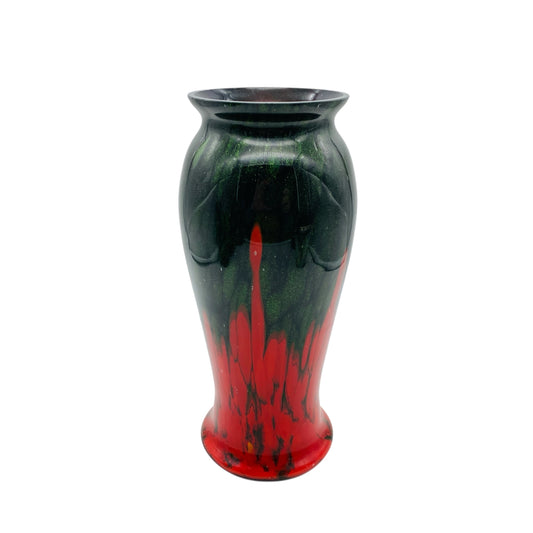 Meissner Glasraffinerei Dresden-Coswig Glas Vase rot mit grüner Aventurin 20er 30er Jahre