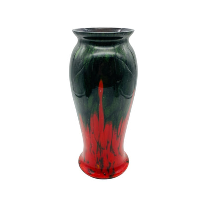 Meissner Glasraffinerei Dresden-Coswig Glas Vase rot mit grüner Aventurin 20er 30er Jahre