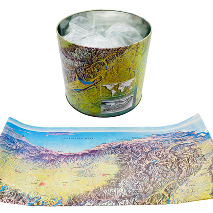 Metalldose Blechdose 60er 70er Vintage mit Puzzle von Italien Alpen Berge