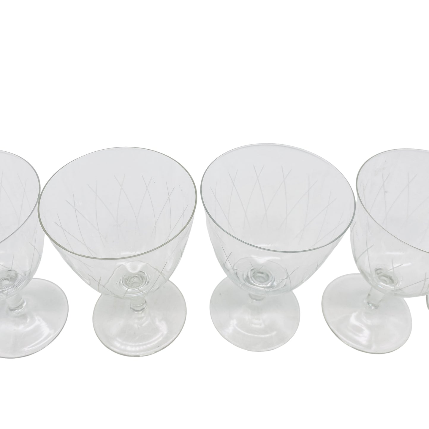 Mid-Century Weingläser 7er Set beschliffen H 11,2 cm Gläser Glas