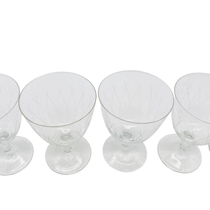 Mid-Century Weingläser 7er Set beschliffen H 11,2 cm Gläser Glas
