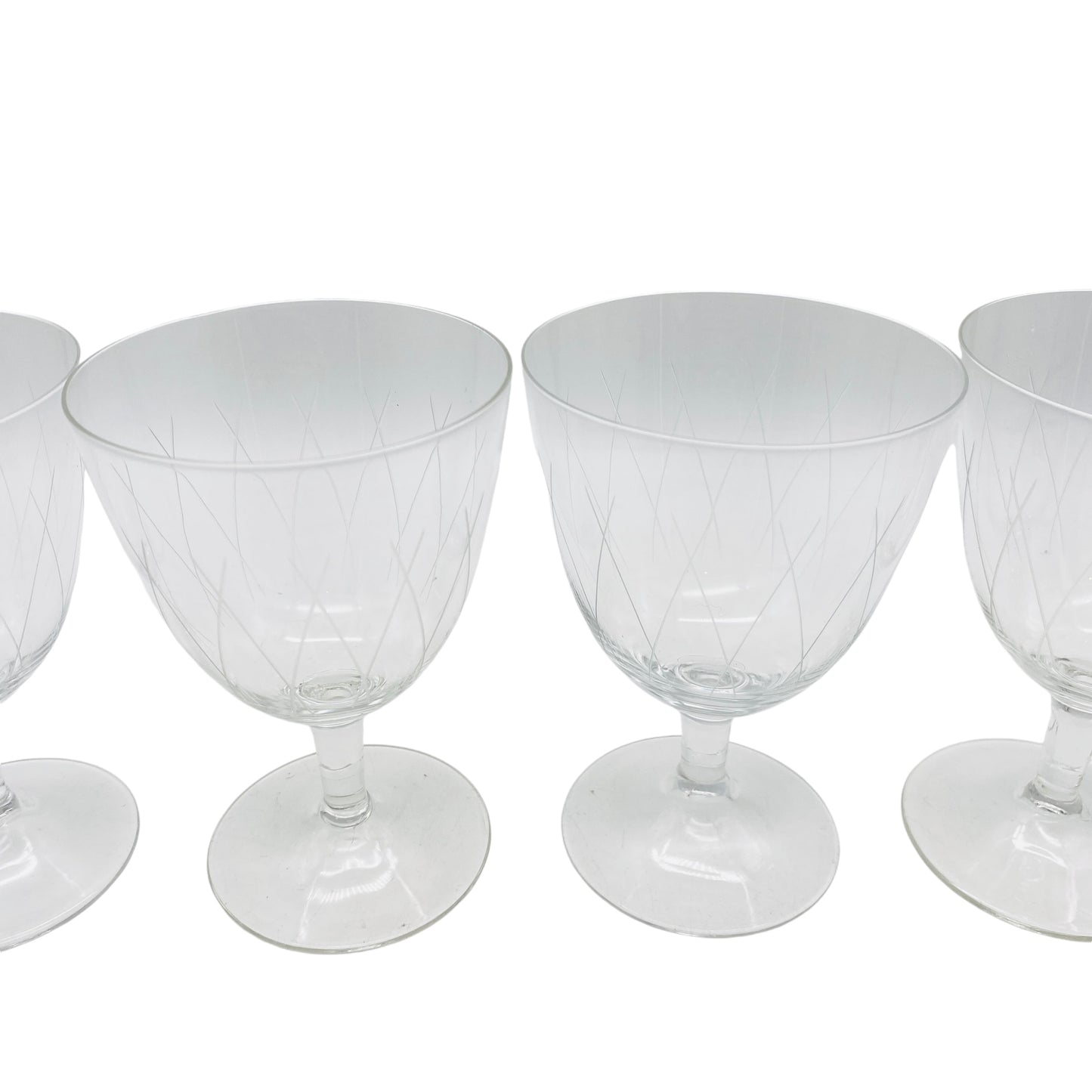 Mid-Century Weingläser 7er Set beschliffen H 11,2 cm Gläser Glas