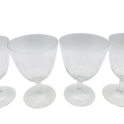 Mid-Century Weingläser 7er Set beschliffen H 11,2 cm Gläser Glas